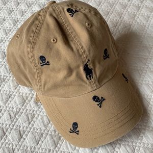 Polo Ralph Lauren Cotton Chino Ball Cap Khaki w/ Navy Skulls